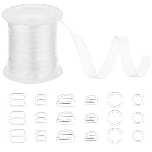 NBEADS Transparenter elastischer Riemen mit Schnallen, 9.1 m lang, transparentes elastisches Band, BH-Schultergurte mit 180 Stück, 6 Stile, Kleidung, Nähprojekt von nbeads