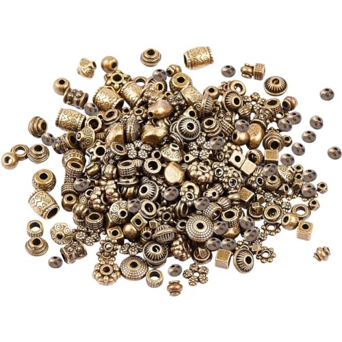 NBEADS 100 g Abstandhalter Aus Legierungen Aus Tibetischem Stil, 20 Stile Metallblumenkegel Runde Säule Abstandhalter Perlen Für DIY Schmuck Herstellung, Antike Bronze von nbeads