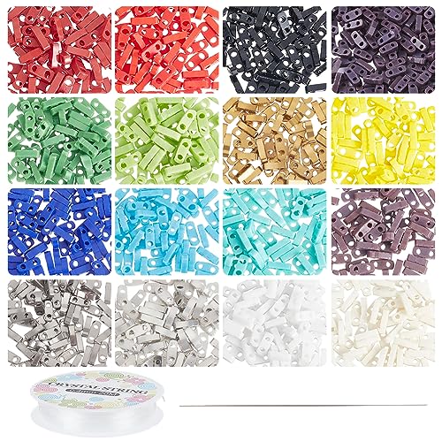 nbeads Über 1280 Stück 16 Farben Tila-Perlen, 2-Loch-Rechteck Glasperlen mit Elastischem Faden, Big Eye Perlennadeln für Armband Halskette Ohrring Schmuckherstellung nbeads Über 1280 Stück 16 Farben Tila-Perlen, 2-Loch-Rechteck Glasperlen mit Elastischem Faden, Big Eye Perlennadeln für Armband Halskette Ohrring Schmuckherstellung von nbeads