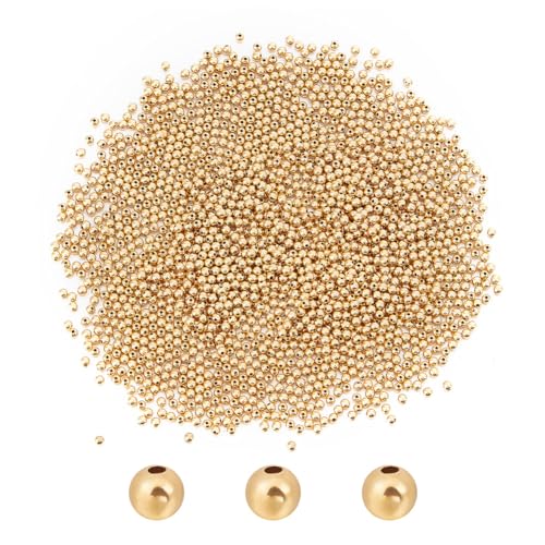 NBEADS Über 2000 Stück Runde Abstandshalter-Perlen, 2mm echte 18K vergoldete Messingperlen Glatte runde Metallperlen Lose Kugel Abstandshalter Perlen für Schmuckherstellung DIY Weihnachten Halloween NBEADS Über 2000 Stück Runde Abstandshalter-Perlen, 2mm echte 18K vergoldete Messingperlen Glatte runde Metallperlen Lose Kugel Abstandshalter Perlen für Schmuckherstellung DIY Weihnachten Halloween von nbeads