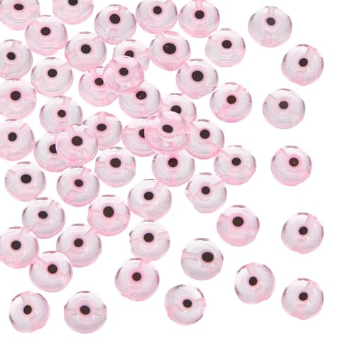 NBEADS Über 49 Stück Böses Auge Perlen, 8mm Rosa Handmade Evil Eye Perlen Flache runde lose Abstandshalter Perlen Lampwork Glasperlen für DIY Halskette Armband Ohrring Schmuck machen, Loch: 1mm NBEADS Über 49 Stück Böses Auge Perlen, 8mm Rosa Handmade Evil Eye Perlen Flache runde lose Abstandshalter Perlen Lampwork Glasperlen für DIY Halskette Armband Ohrring Schmuck machen, Loch: 1mm von nbeads