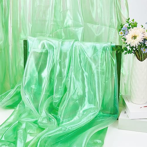 nbeads Über 4m schillernden Stoff, 1.5m breiter holographischer Gaze-Stoff Solide Schiere Polyester-Gewebe Bolzen für Hochzeitskleid Dekoration DIY Crafts, Hellgrün von nbeads