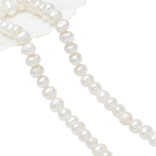 NBEADS Ungefähr 51 Stück Süßwasserperlen, 4-5mm Rondelle, 0.5mm Loch, Altweiß, Natürliche Perlen für Armbänder, Halsketten, Ohrringe von nbeads