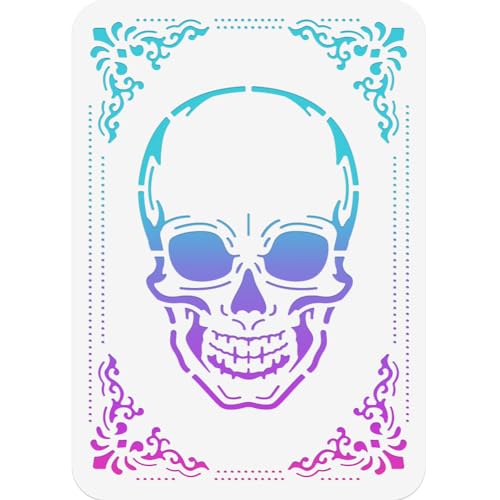 NBEADS Vintage Totenkopf-Malschablone, Wiederverwendbare PET-Malvorlagen DIY-Kunst Handwerk Malerei Wandschnitt-Schablonen Zum Malen Auf Holz Leinwand Papier Möbelwand, 29.7×21cm NBEADS Vintage Totenkopf-Malschablone, Wiederverwendbare PET-Malvorlagen DIY-Kunst Handwerk Malerei Wandschnitt-Schablonen Zum Malen Auf Holz Leinwand Papier Möbelwand, 29.7×21cm von nbeads