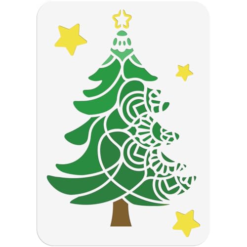 NBEADS Weihnachtsbaum-Malschablone, 29.7x21cm Wiederverwendbare Malerei Schablonen Zeichnung Malerei Schablonen für Malerei auf Holz Stoff Papier Wände Segeltuch Möbel von nbeads