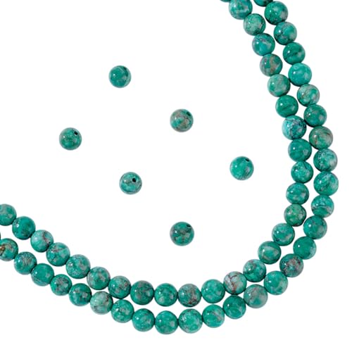 NBEADS ca. 124 Stück natürliche afrikanische türkisfarbene Perlen Stränge, 6mm natürliche türkisfarbene Perlen gefärbt Jaspis Edelstein Steinperlen lose Spacer perlen für Ohrringe Schmuckherstellung von nbeads
