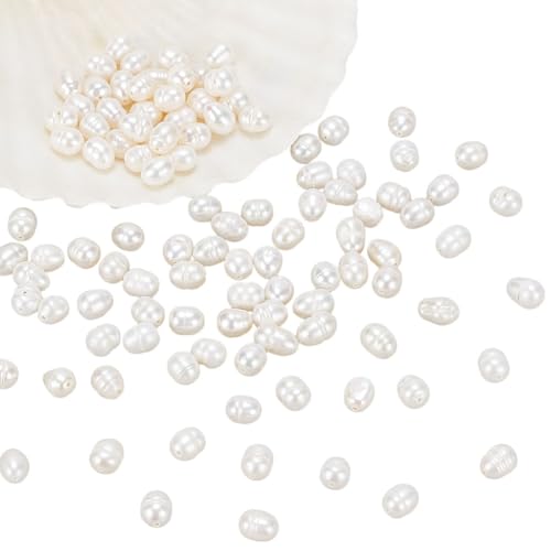 NBEADS ca. 140 Stk. Natürliche Süßwasserperlen, 5mm Muschel Süßwasser-Zuchtperlen Perlen Natürliche Echte Keshi Perlen Perlen für Halskette Armband Ohrringe Schmuckherstellung, Loch: 0.6mm von nbeads