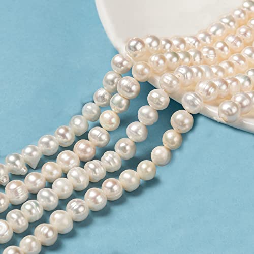 NBEADS ca. 23 Stück/Strang 7-8 mm weiße Süßwasserperlen für Schmuckherstellung, Natürliche Kultivierte Runde Süßwasserperlen Lose Pearl Perlen Für Halsketten Armbänder, Bohrung: 0.7 mm NBEADS ca. 23 Stück/Strang 7-8 mm weiße Süßwasserperlen für Schmuckherstellung, Natürliche Kultivierte Runde Süßwasserperlen Lose Pearl Perlen Für Halsketten Armbänder, Bohrung: 0.7 mm von nbeads
