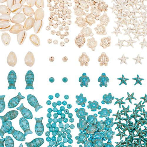 NBEADS etwa 285 Stück Türkis Meeresschildkröte Perlen, Seestern Schildkröte Lose Perlen Natürliche Kaurimuschel Perlen Türkis Runde Perlen Ozean Thema Perlen für Armband Halskette Schmuckherstellung NBEADS etwa 285 Stück Türkis Meeresschildkröte Perlen, Seestern Schildkröte Lose Perlen Natürliche Kaurimuschel Perlen Türkis Runde Perlen Ozean Thema Perlen für Armband Halskette Schmuckherstellung von nbeads