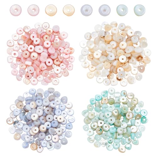 NBEADS: 4 Strang, 4 Farben, Ca. 400 Stück Natürliche Muschelperlen, Flache Runde/Scheibenförmige Lose Muschelperlen Puka Muscheln Perlen Für DIY Armband Halskette Schmuck NBEADS: 4 Strang, 4 Farben, Ca. 400 Stück Natürliche Muschelperlen, Flache Runde/Scheibenförmige Lose Muschelperlen Puka Muscheln Perlen Für DIY Armband Halskette Schmuck von nbeads