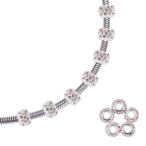 nbeads 100 Stück Polymer-Ton-Kristall-Strass-Perlen, 5 mm großem Loch Europäische Perlen Polymer Clay für Charm-Armbänder, 11–12 mm Durchmesser nbeads 100 Stück Polymer-Ton-Kristall-Strass-Perlen, 5 mm großem Loch Europäische Perlen Polymer Clay für Charm-Armbänder, 11–12 mm Durchmesser von nbeads