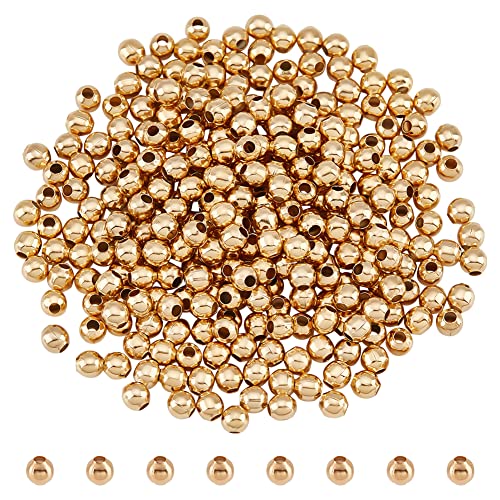 Perlen 300 Stk. 304 Edelstahlperlen, 4mm Metall Spacer Perlen Runde Goldene Perlen Glatte Lose Perlen Für DIY Armband Halskette Ohrring Schmuckherstellung, Bohrung: 1.6 mm von nbeads