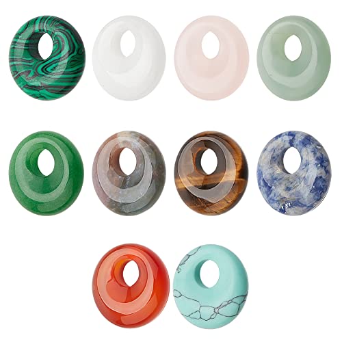 NBEADS 10 Stück 10 Stile Natürliche Donut Edelstein Anhänger, 17.5mm flache Runde synthetische Donut Stone Anhänger Große Lochscheibe Heilkristalle Perlen Charms für Schmuckherstellung, Loch: 5,5 mm NBEADS 10 Stück 10 Stile Natürliche Donut Edelstein Anhänger, 17.5mm flache Runde synthetische Donut Stone Anhänger Große Lochscheibe Heilkristalle Perlen Charms für Schmuckherstellung, Loch: 5,5 mm von nbeads