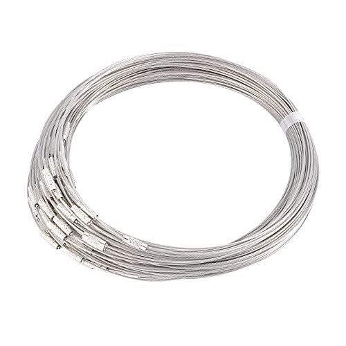 nbeads 100 Stränge 44.5cm Stahl Halsreif, Unisex Edelstahldraht Silber Schnurdraht Halskette Kordel mit Drehverschluss für DIY Schmuckherstellung nbeads 100 Stränge 44.5cm Stahl Halsreif, Unisex Edelstahldraht Silber Schnurdraht Halskette Kordel mit Drehverschluss für DIY Schmuckherstellung von nbeads