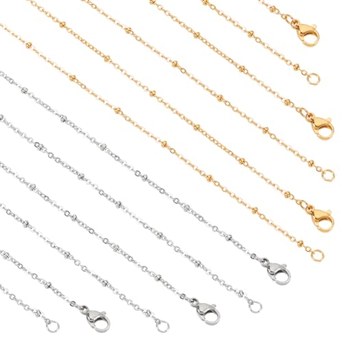 NBEADS 12 Stück 44.5cm Halskette-Ketten, 2 Farben Edelstahl Satellit Kette Halsketten Set Perlenkette mit Karabinerverschlüssen DIY Kette für Schmuck DIY Herstellung Halskette Armbänder NBEADS 12 Stück 44.5cm Halskette-Ketten, 2 Farben Edelstahl Satellit Kette Halsketten Set Perlenkette mit Karabinerverschlüssen DIY Kette für Schmuck DIY Herstellung Halskette Armbänder von nbeads