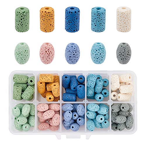 nbeads 125 STK. Natürliche Lava-Perlen, Mischfarbe Oval & Säulenform Lavastein Lose Perlen Felsperlen Vulkanischer Edelstein Für Die Schmuckherstellung nbeads 125 STK. Natürliche Lava-Perlen, Mischfarbe Oval & Säulenform Lavastein Lose Perlen Felsperlen Vulkanischer Edelstein Für Die Schmuckherstellung von nbeads