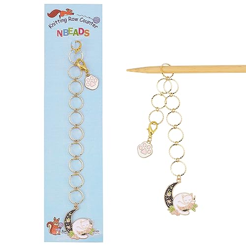 nbeads 2 STK. Katze Pfote Charms Stricken Reihe Zähler Ketten, Mond mit Katze Legierung Emaille Charms Stitch Marker für Stricken Häkeln Tracking Projekt Fortschritt, Golden nbeads 2 STK. Katze Pfote Charms Stricken Reihe Zähler Ketten, Mond mit Katze Legierung Emaille Charms Stitch Marker für Stricken Häkeln Tracking Projekt Fortschritt, Golden von nbeads