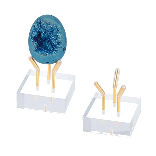 nbeads 2 Sätze Gold Metall Arm Display Stand, Kristall Rock Display-Ständer Staffelei mit Acrylsockel für Kristallkugel Eier Mineral Geoden Rock, 4x4x4.4cm von nbeads