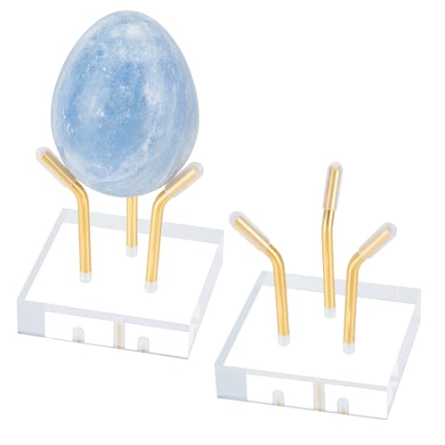 nbeads 2 Sätze Gold Metall Arm Display Stand, Kristall Rock Display-Ständer Staffelei mit Acrylsockel für Kristallkugel Eier Mineral Geoden Rock, 6x6x6.4cm von nbeads