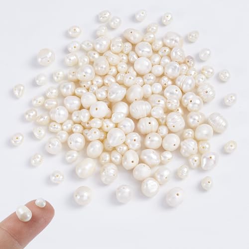 nbeads 2 Stränge 2 Größen weiße Süßwasserperlen perlen für Schmuckherstellung, 4~5mm und 6~7mm Grade A Natürliche Kultivierte Perlenstränge Kartoffelform Perle Lose Perlen Für Die Schmuckherstellung von nbeads