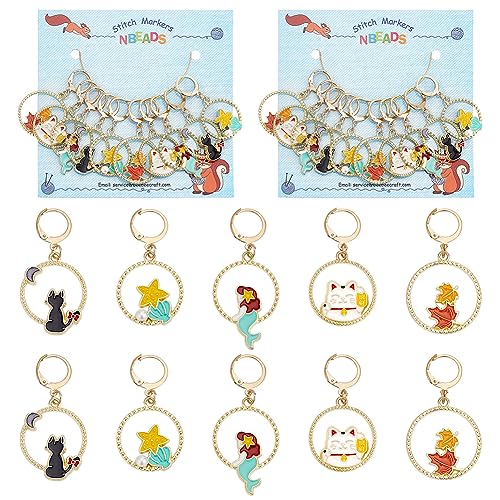 nbeads 20 Runder Ring Mit Tierstichmarkern, Legierungs-Emaille-Häkel-Maschenmarkierer-Charms 304 Edelstahl-Verschluss Verriegelbarer Maschenmarkierer Zum Stricken Weben Nähen Schmuckherstellung nbeads 20 Runder Ring Mit Tierstichmarkern, Legierungs-Emaille-Häkel-Maschenmarkierer-Charms 304 Edelstahl-Verschluss Verriegelbarer Maschenmarkierer Zum Stricken Weben Nähen Schmuckherstellung von nbeads
