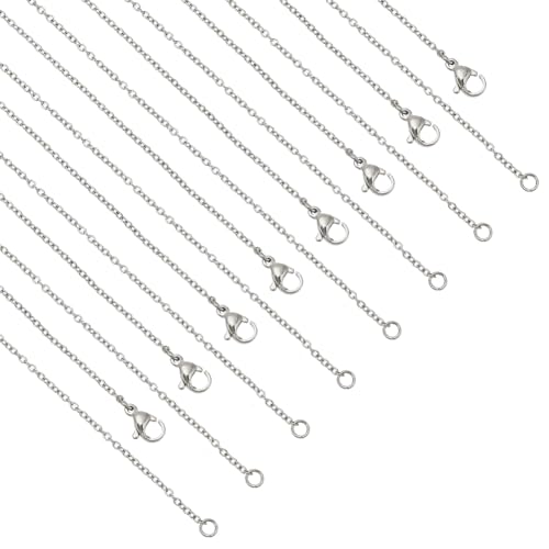 nbeads 20 Stränge 304 Edelstahl Kabel Kette Halsketten, 45cm Halsketten Ketten Schlangen-Ketten mit Hummerklauenverschlüssen für Anhänger Halskette DIY Herstellung von nbeads