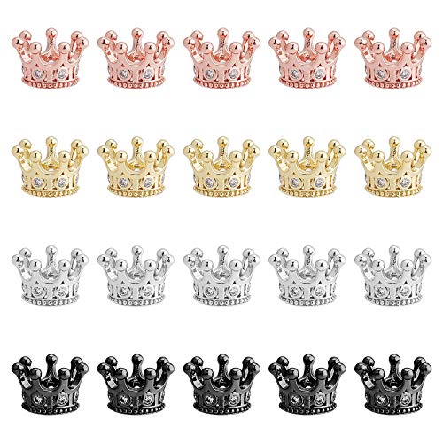 nbeads 20 Stück Crown Charms, Messing Micro Pave Zirkonia Kings Krone Perlen Mixed Colors Für DIY Schmuck Handwerk Herstellung Lieferungen von nbeads