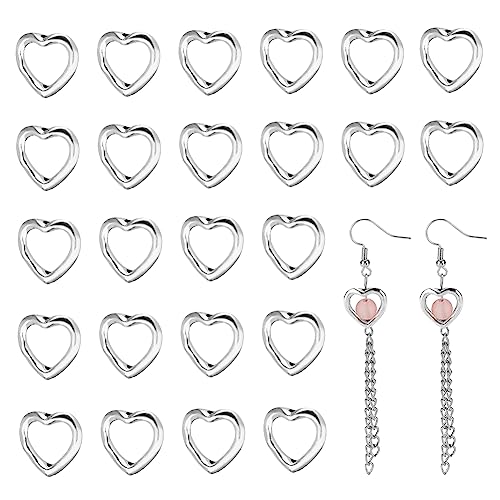 nbeads 200 Stück Hohlen Herzrahmen, Antik Silber tibetischen Stil Herz lose Perlen Metall Herz Anhänger Charms für DIY Handwerk Armband Armbänder Halskette Schmuck Machen, Loch: 1mm von nbeads