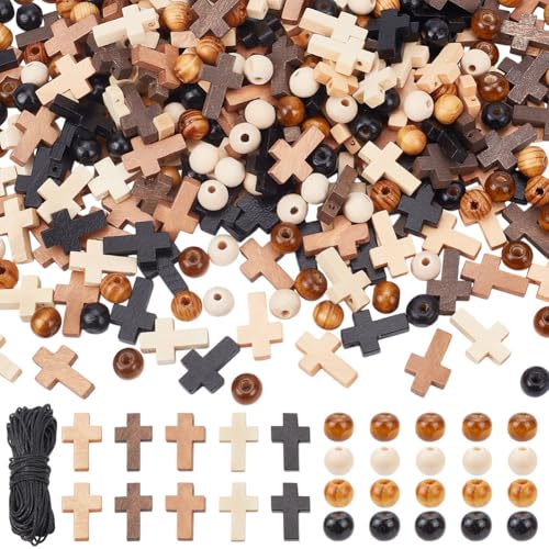 nbeads 200 Stück Kreuz-Anhänger, Holzkreuz-Perlen Kreuz Charms mit 160 Stk. Runden Holzperlen 10m Elastischer Faden für Armband Halskette Ohrring Schmuckherstellung nbeads 200 Stück Kreuz-Anhänger, Holzkreuz-Perlen Kreuz Charms mit 160 Stk. Runden Holzperlen 10m Elastischer Faden für Armband Halskette Ohrring Schmuckherstellung von nbeads