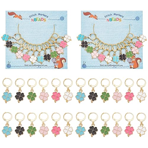 nbeads 24 Stück 6 Farben Vierblättrige Kleeblatt-Stichmarker, Emaille Häkeln Stich Marker Charms Abnehmbare Verriegelung Stich Marker für Stricken Nähen Zubehör Quilten Handgemachten Schmuck nbeads 24 Stück 6 Farben Vierblättrige Kleeblatt-Stichmarker, Emaille Häkeln Stich Marker Charms Abnehmbare Verriegelung Stich Marker für Stricken Nähen Zubehör Quilten Handgemachten Schmuck von nbeads
