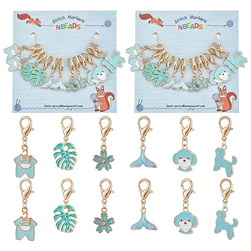 nbeads 24 Stück Blau Thema Stich Marker, Emaille Hund/Wal Schwanz/Blatt/Blume/Kleidung häkeln Stich Marker Charms Hummer Klaue Clasps Sperren Stich Marker für Stricken Weben Nähen Schmuck nbeads 24 Stück Blau Thema Stich Marker, Emaille Hund/Wal Schwanz/Blatt/Blume/Kleidung häkeln Stich Marker Charms Hummer Klaue Clasps Sperren Stich Marker für Stricken Weben Nähen Schmuck von nbeads