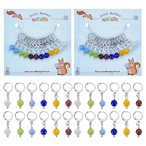 nbeads 24 Stück Katzenaugen-Glasperlen-Stichmarker, Abnehmbare Dangle Charms Verriegelung Stich Marker für Stricken Weben Nähen Zubehör Quilten Handmade Schmuck nbeads 24 Stück Katzenaugen-Glasperlen-Stichmarker, Abnehmbare Dangle Charms Verriegelung Stich Marker für Stricken Weben Nähen Zubehör Quilten Handmade Schmuck von nbeads