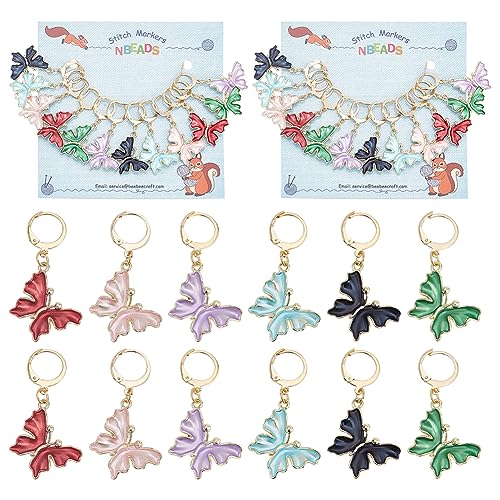 nbeads 24 Stück Schmetterlings-Stichmarkierer, Emaille-Legierung Häkel-Stichmarkierer-Charms 304 Edelstahl-Verschluss Verriegelbarer Maschenmarkierer Zum Stricken Weben Nähen Schmuckherstellung nbeads 24 Stück Schmetterlings-Stichmarkierer, Emaille-Legierung Häkel-Stichmarkierer-Charms 304 Edelstahl-Verschluss Verriegelbarer Maschenmarkierer Zum Stricken Weben Nähen Schmuckherstellung von nbeads