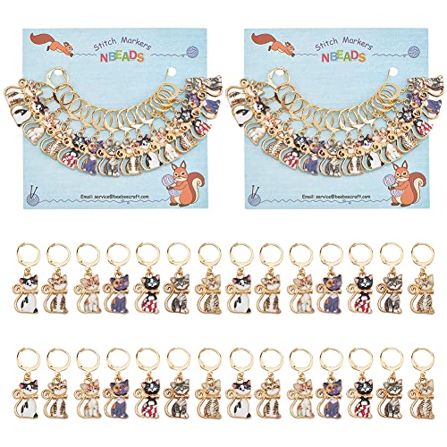 nbeads 28 Stück Cat Charm Maschenmarkierer, 7 Styles Legierung Emaille Niedliche Katze Häkel-Charms Abnehmbarer Verriegelungsstichmarker Mit 304 Edelstahlverschlüssen Für Nähzubehör Quilten Schmuck nbeads 28 Stück Cat Charm Maschenmarkierer, 7 Styles Legierung Emaille Niedliche Katze Häkel-Charms Abnehmbarer Verriegelungsstichmarker Mit 304 Edelstahlverschlüssen Für Nähzubehör Quilten Schmuck von nbeads