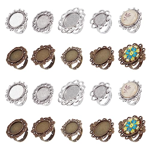 nbeads 32 Stück 8 Arten einstellbare Ring Rohlinge, Hohle Blume Ring Einstellungen mit Edelstein Cabochons Lünette Ring Making Kit für DIY-Schmuck Machen Handwerksbetriebe nbeads 32 Stück 8 Arten einstellbare Ring Rohlinge, Hohle Blume Ring Einstellungen mit Edelstein Cabochons Lünette Ring Making Kit für DIY-Schmuck Machen Handwerksbetriebe von nbeads