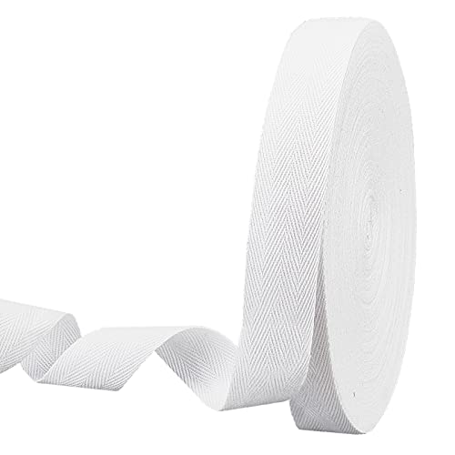 nbeads 49 Yards (45m)/Roll Cotton Baumwolle gurtband, 3cm Breite Tape Bänder Fischgräten-Baumwoll-Webbings Flache Fischgrätenschnüre Aus Baumwolle Zum Stricken von DIY-Basteln, Weiß von nbeads