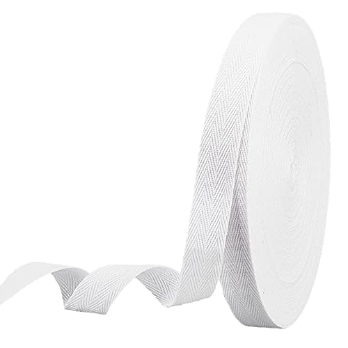 NBEADS 45m Baumwolle gurtband, 20mm Breite Fischgrät Baumwolle Webbings Weiße Baumwolle Twill Tape Bänder Baumwolle Fischgrätenschnüre Für Das Stricken Nähen DIY Handwerk von nbeads