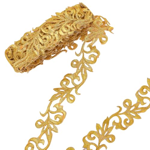 NBEADS 4m Gold Stickerei Polyester Bänder, 3.5mm Breite Metallic Spitze Trim Bügeln auf Metallic Blume Spitze für Nähen Kostüme Kleider Home Decor Garment Zubehör NBEADS 4m Gold Stickerei Polyester Bänder, 3.5mm Breite Metallic Spitze Trim Bügeln auf Metallic Blume Spitze für Nähen Kostüme Kleider Home Decor Garment Zubehör von nbeads