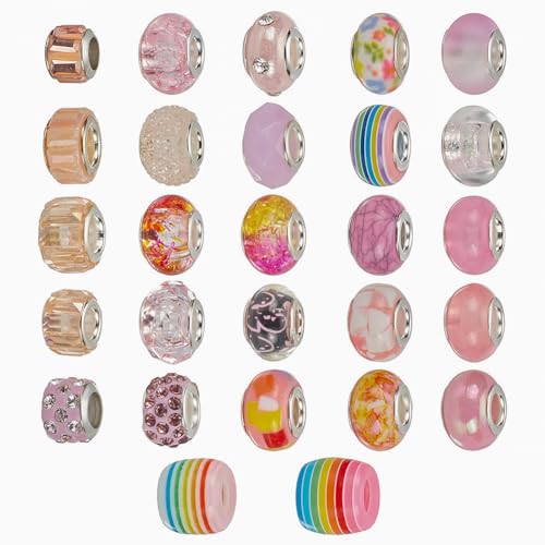 nbeads 54Pcs European Perlen, Gemischte Farben Strass Rondelle Perlen Charms Spacer Perlen Mit Großem Loch Passen Zum Europäischen Armband Mit Schlangenkette von nbeads