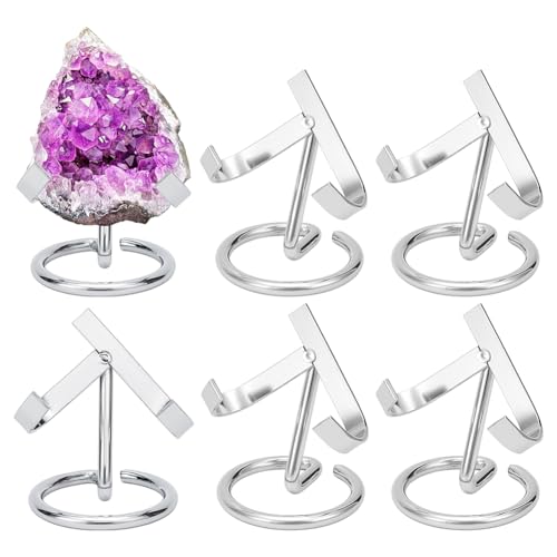 nbeads 6 Stück Eisen Kristall Display Halter, 5x6x6.6cm Eisen Staffelei Ständer Metall Kristall Halter for Rocks Geodes Heart Stones, Platinum von nbeads