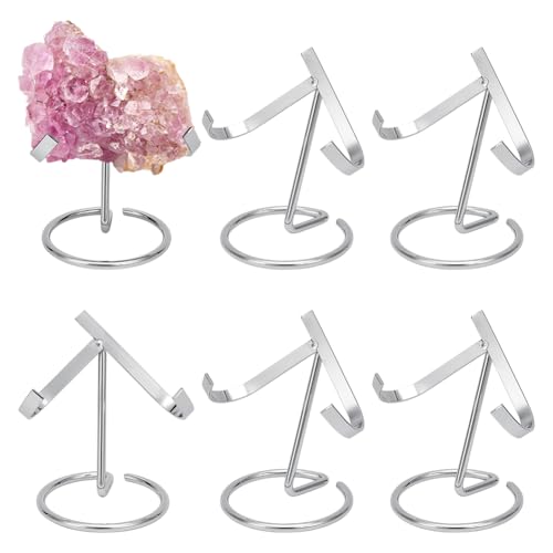 nbeads 6 Stück Eisen Kristall Display Halter, 7.5x9.6x10.2cm Eisen Staffelei Ständer Metall Kristall Halter for Rocks Geodes Heart Stones, Platinum von nbeads