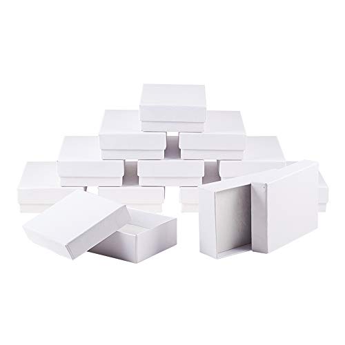 nbeads 60 Stück Weiß Karton Schmuck Box Rechteck Pappschachteln Schmuckschatulle Verpackung Box mit Deckel Für Ketten Halskette Ohrringe Geschenke Schmuck Display, 9x6.5x2.8 cm von nbeads