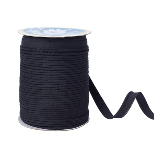 nbeads 66m Paspelband zum Nähen, 1,3cm Bias-Bindeband Doppelt gefaltetes Einfassband Nähhandwerkliches Einfassband für Nähen Säumen Säumen Paspelieren Quilten Projekte, Schwarz von nbeads