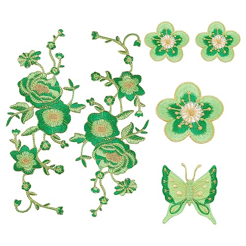 nbeads 7 Stück 4 Stile Große Schmetterlingsblume, Dekorative Gestickte Patches Aufnähen Patch Applikation für Jeans Kleidung Hut Zart Bestickt für DIY Dekoration von nbeads