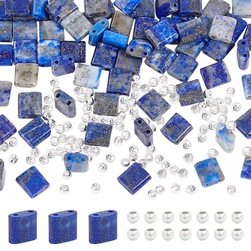 nbeads 70 Stück Naturstein-Tila-Perlen, 2-Loch Abstandshalter Perlen mit 100 Stk. Messingperlen Lapis Lazuli Perlen Quadratische Seed-Perlen für Armband Halskette Ohrring Schmuckherstellung, 5×5mm nbeads 70 Stück Naturstein-Tila-Perlen, 2-Loch Abstandshalter Perlen mit 100 Stk. Messingperlen Lapis Lazuli Perlen Quadratische Seed-Perlen für Armband Halskette Ohrring Schmuckherstellung, 5×5mm von nbeads