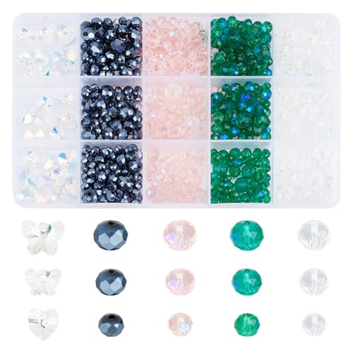 NBEADS 970 Stück 15 Stile Glasperlen Schmuckherstellung Kit, Kristall facettiert Spacer Perlen Glas Schmetterling Perlen Herz elektroplattierte Anhänger für Herstellung von Halsketten Armbändern NBEADS 970 Stück 15 Stile Glasperlen Schmuckherstellung Kit, Kristall facettiert Spacer Perlen Glas Schmetterling Perlen Herz elektroplattierte Anhänger für Herstellung von Halsketten Armbändern von nbeads