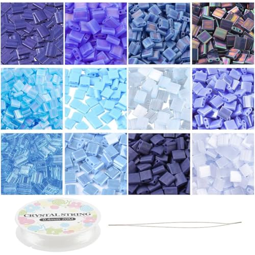 nbeads Ca. 312 Stück Blue Tila Beads Kit, 12 Farben 5x5 mm Glas Samen PerlenKit Mit einschließlich elastisches Faden Und Edelstahl Perlennadeln Für Die Schmuck Halsketten Armband Ohrringherstellung nbeads Ca. 312 Stück Blue Tila Beads Kit, 12 Farben 5x5 mm Glas Samen PerlenKit Mit einschließlich elastisches Faden Und Edelstahl Perlennadeln Für Die Schmuck Halsketten Armband Ohrringherstellung von nbeads