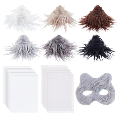 nbeads NBRADS 20 Stk. 6 Farben DIY Maske Material Kit, DIY Katzenmaske Einschließlich 6 Stück Kunstpelz-Streifen 8 Stk. Filz-Stoffbogen und 6 Stück Plastik Augenmaschen Blätter für Halloween Party von nbeads