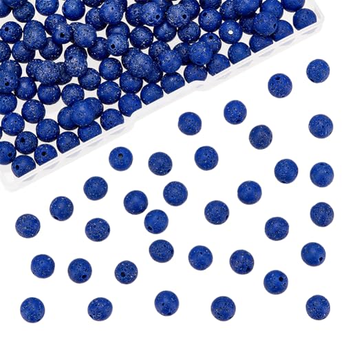 nbeads ca. 188 Stück 8mm Natürliche Lavaperlen, Mittelblau Rock Edelstein Runde Lose Perlen Stein Heilkraft Für Schmuck Armband Halskette Machen nbeads ca. 188 Stück 8mm Natürliche Lavaperlen, Mittelblau Rock Edelstein Runde Lose Perlen Stein Heilkraft Für Schmuck Armband Halskette Machen von nbeads