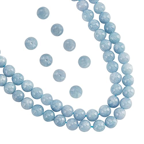 nbeads ca. 90 Stück Natürliche Chalcedon Perlen, 8 mm Natursteinperlen Aquamarin Imitat Edelstein Perlen Charms Lose Spacer perlen Für Armband Halsketten Schmuckherstellung von nbeads